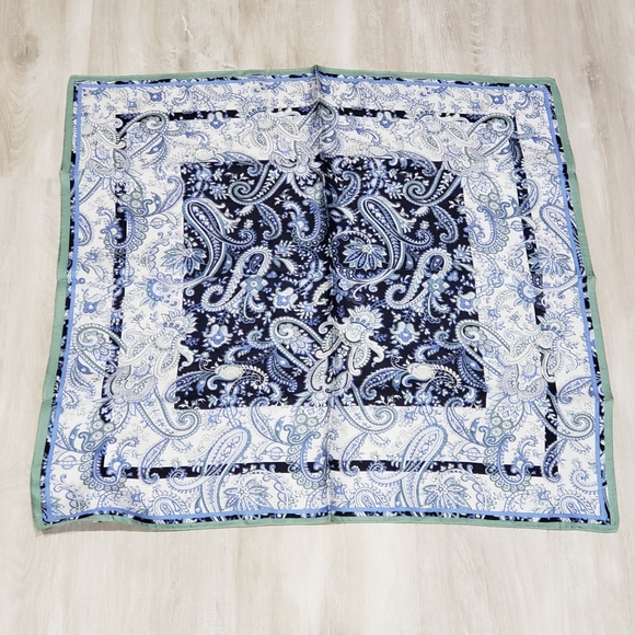 New ANN TAYLOR Paisley Silk Little Scarf In Light Enchanted Blue - Picture 3 of 8
